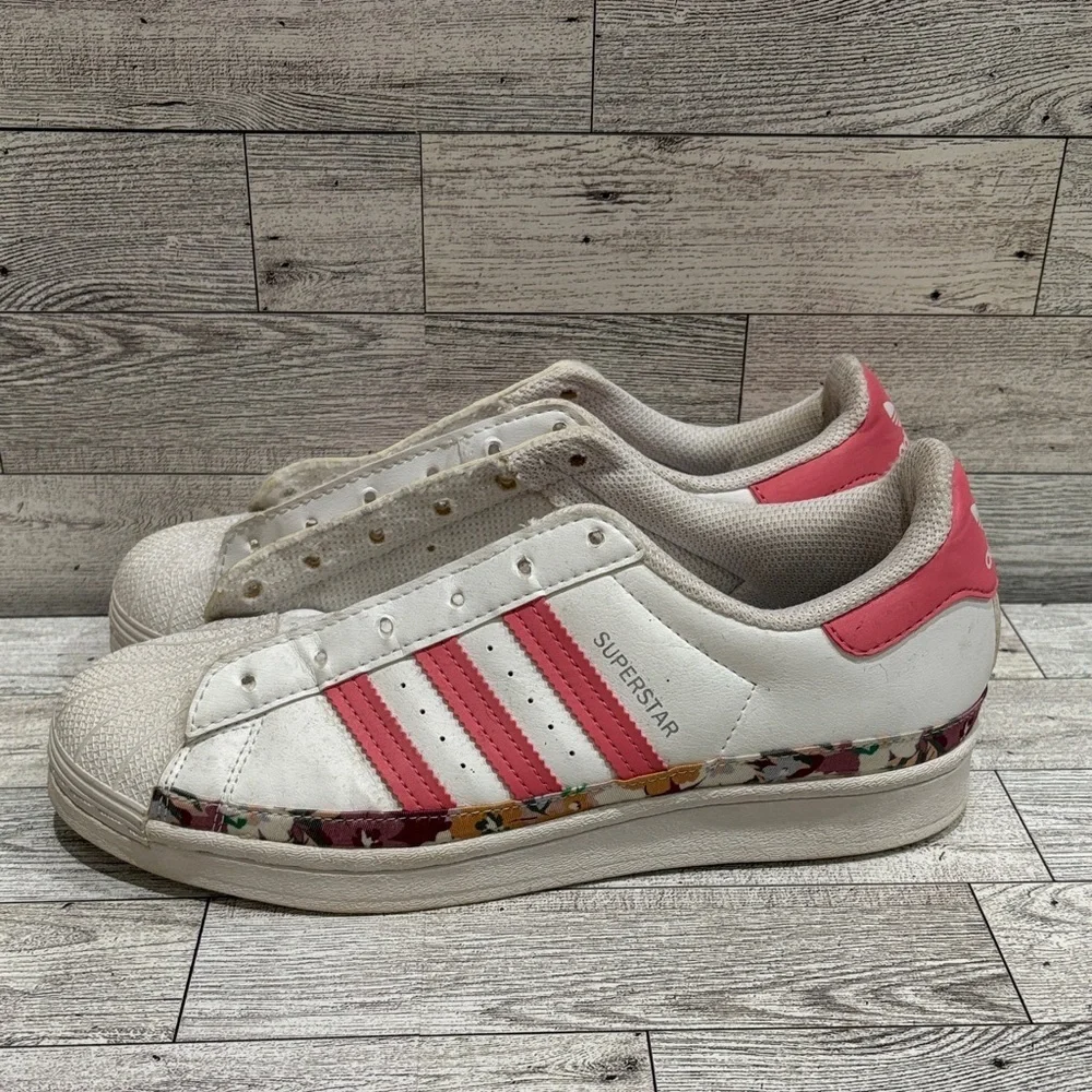 Adidas Superstar Floral Pink and White Shoes